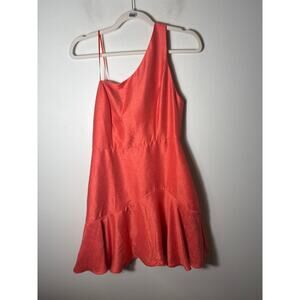 Pants Store Orange One Shoulder Ruffle Hem Mini Dress Sz M